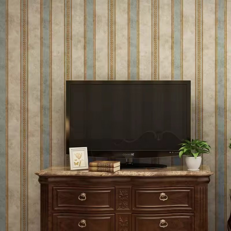 Wholesale Vintage Self-Adhesive Wallpaper Non-Woven Striped Background for Bedroom Living Room Dining Room Waterproof Soundproof