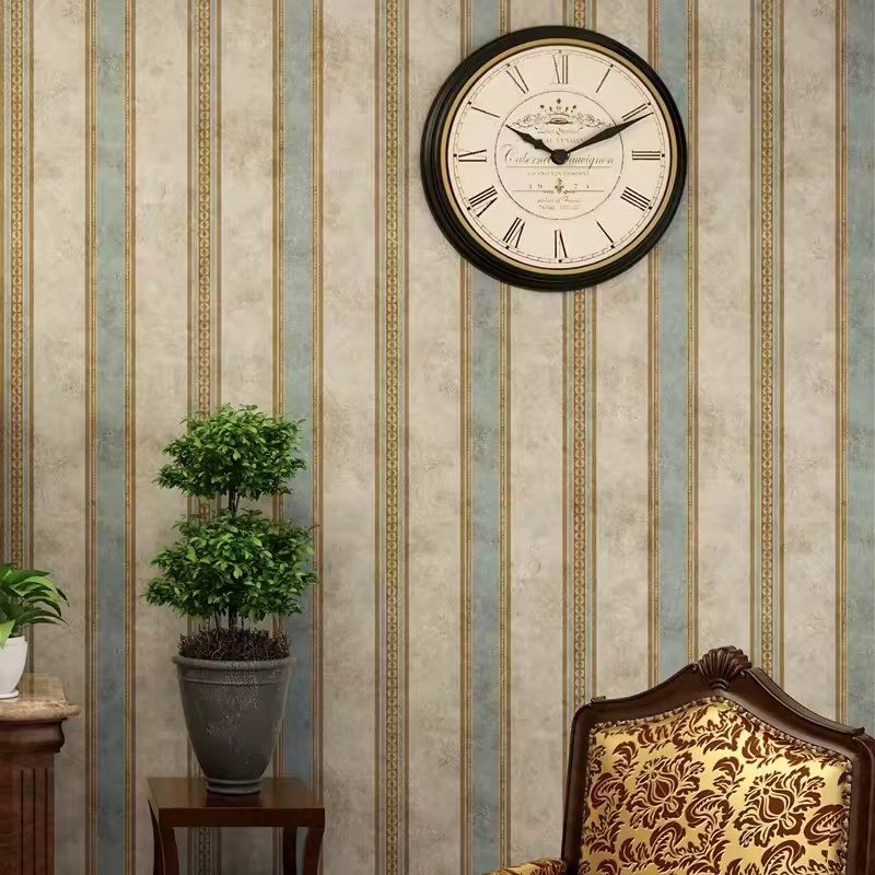 Wholesale Vintage Self-Adhesive Wallpaper Non-Woven Striped Background for Bedroom Living Room Dining Room Waterproof Soundproof