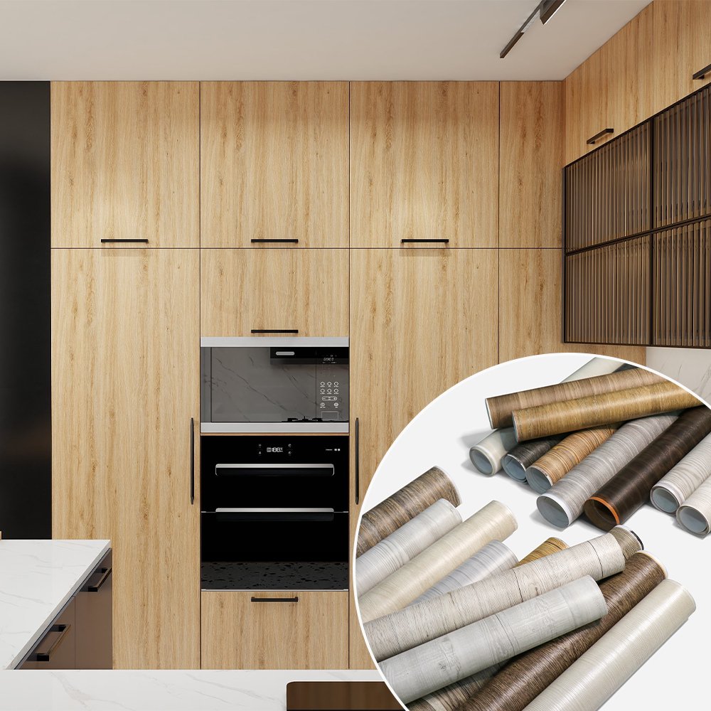 Texture Laminate Kitchen Cabinet Wrap Self Adhesive Wallpaper Wall Paper Furniture Film Vinyl Wood Grain pvc decorative film