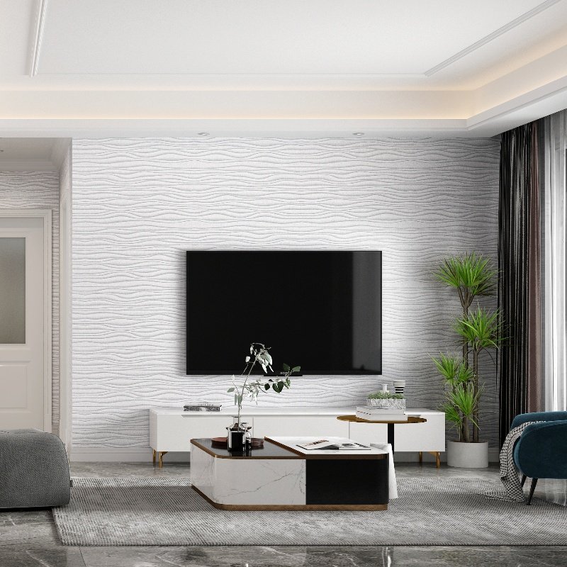 Water Ripple Style Grey Color Hard-Wearing Indoor Wallpaper Sticker Easy-To-Use Home Decorative Wallpaper Sticker