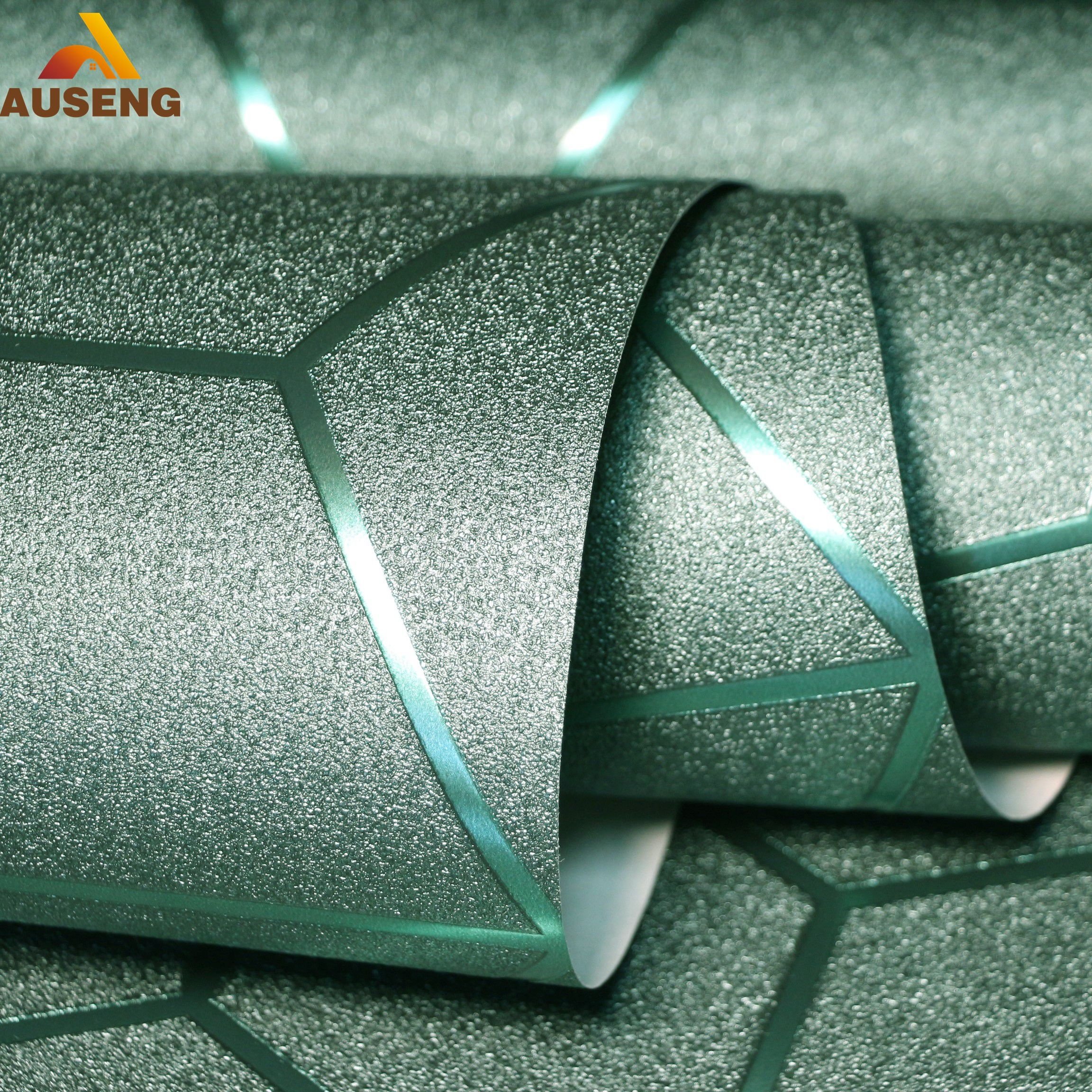 Home Wallpaper Living Room Tv Background Green Embossed 3D Wall Paper Hd Wallpaper Metallic Pvc Roll