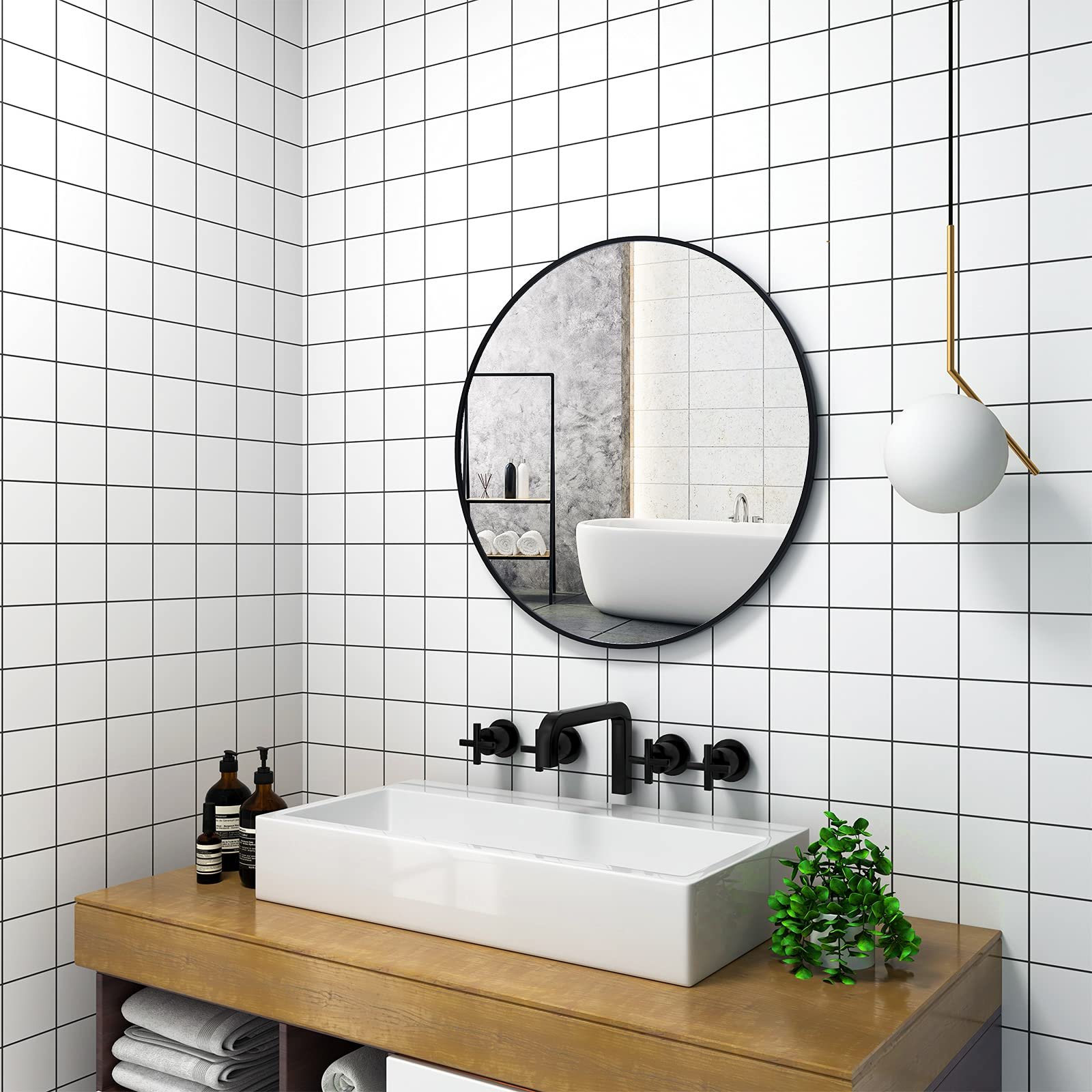 Grid Wallpaper Roll Stick And Peel Self Adhesive Vinyl Contact Paper Removable Modern Decorative Wall Paper For Bedroom Kitchen