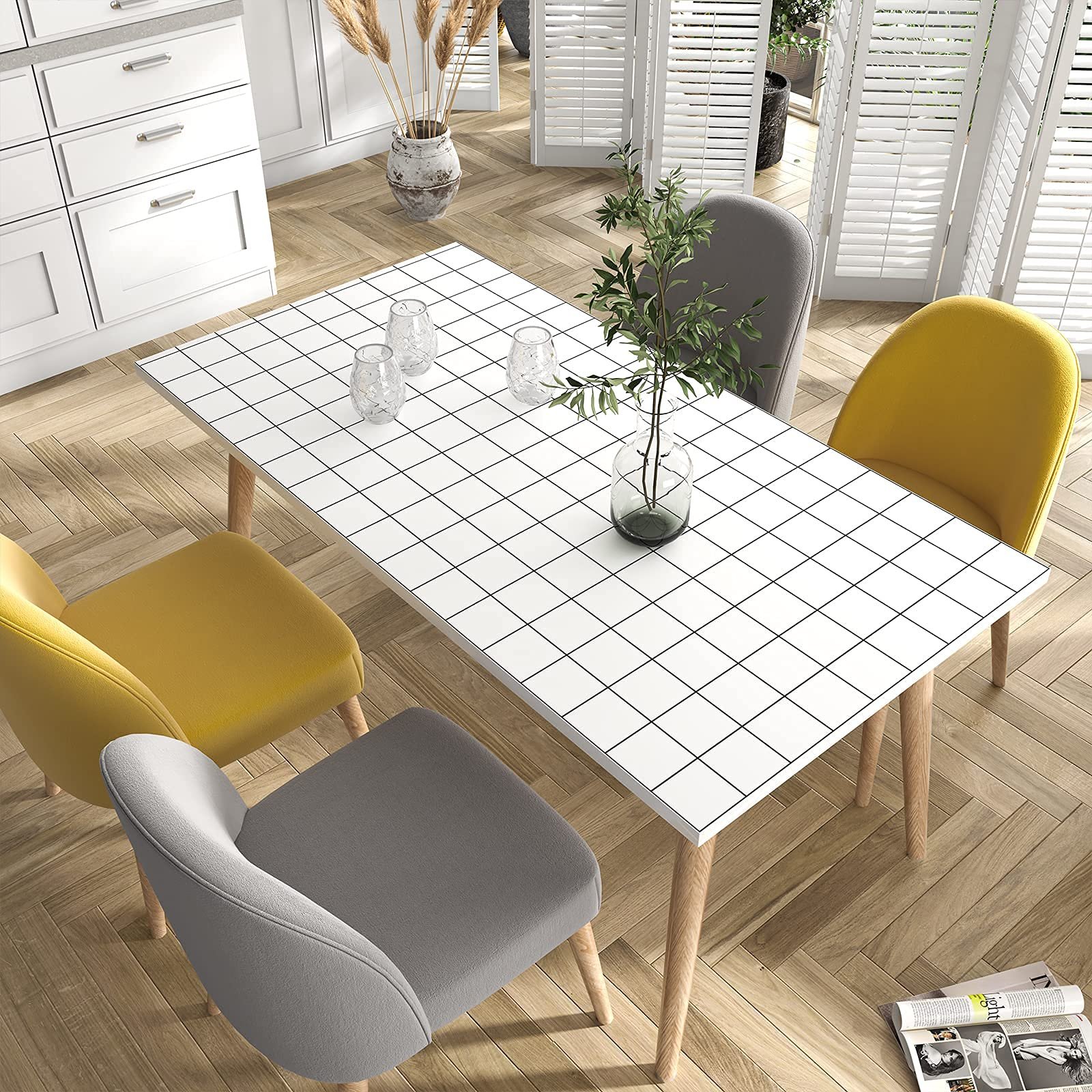 Grid Wallpaper Roll Stick And Peel Self Adhesive Vinyl Contact Paper Removable Modern Decorative Wall Paper For Bedroom Kitchen