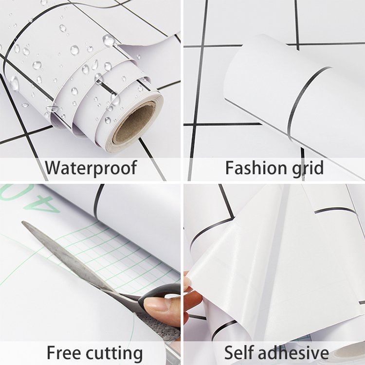 Grid Wallpaper Roll Stick And Peel Self Adhesive Vinyl Contact Paper Removable Modern Decorative Wall Paper For Bedroom Kitchen