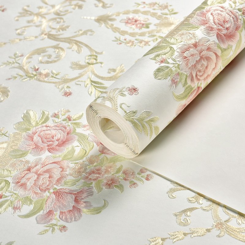 3D Fancy Morden Beautiful Flower European Luxury Nonwoven Embossed Wall Paper Wallpaper Roll