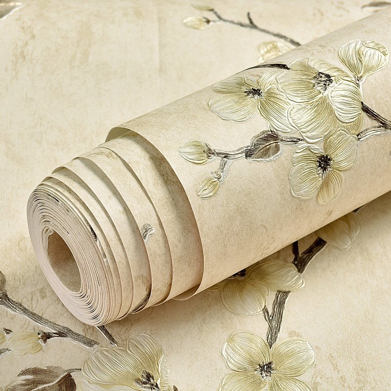 3D Fancy Morden Beautiful Flower European Luxury Nonwoven Embossed Wall Paper Wallpaper Roll