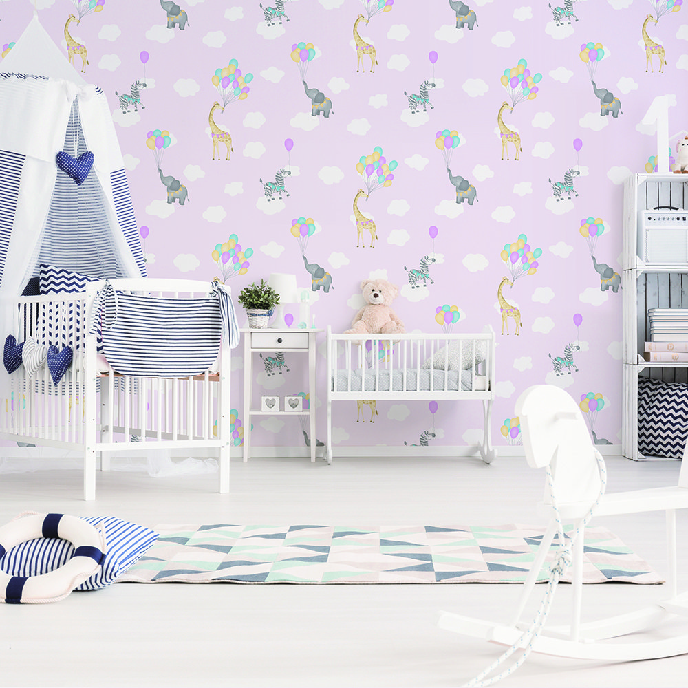 Lovely Animal Design PVC Wallpaper Kids Cartoon Wallpaper
