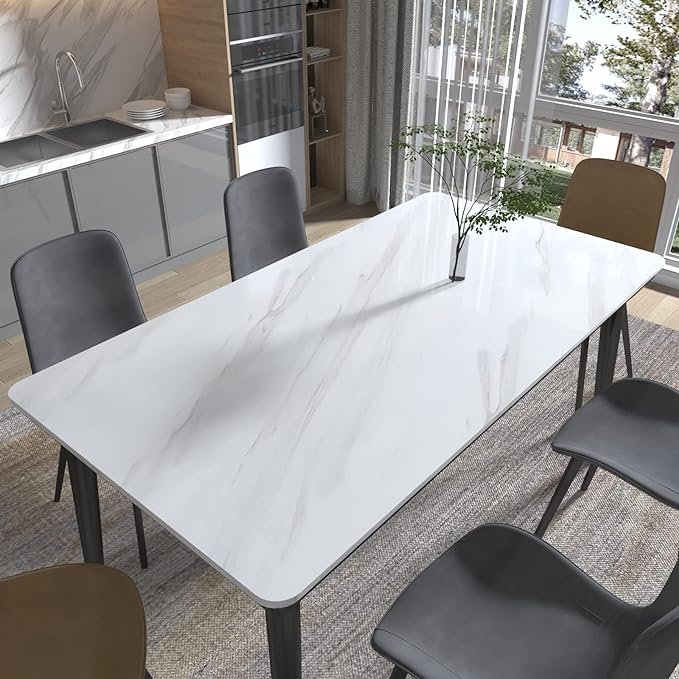 ORON DECO White Vinyl Marble Stickers Peel and Stick Wall Paper Waterproof 3D Self Adhesive Wallpaper for Kitchen Countertop