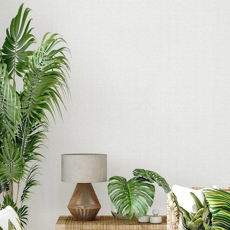 White wallpaper Beige waterproof PVC simple wallpaper