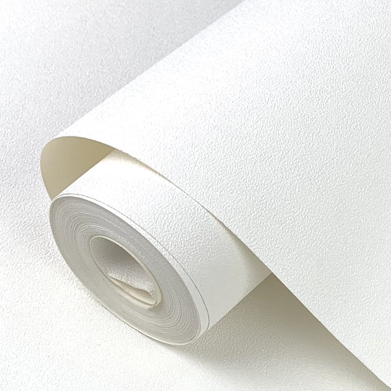 White wallpaper Beige waterproof PVC simple wallpaper