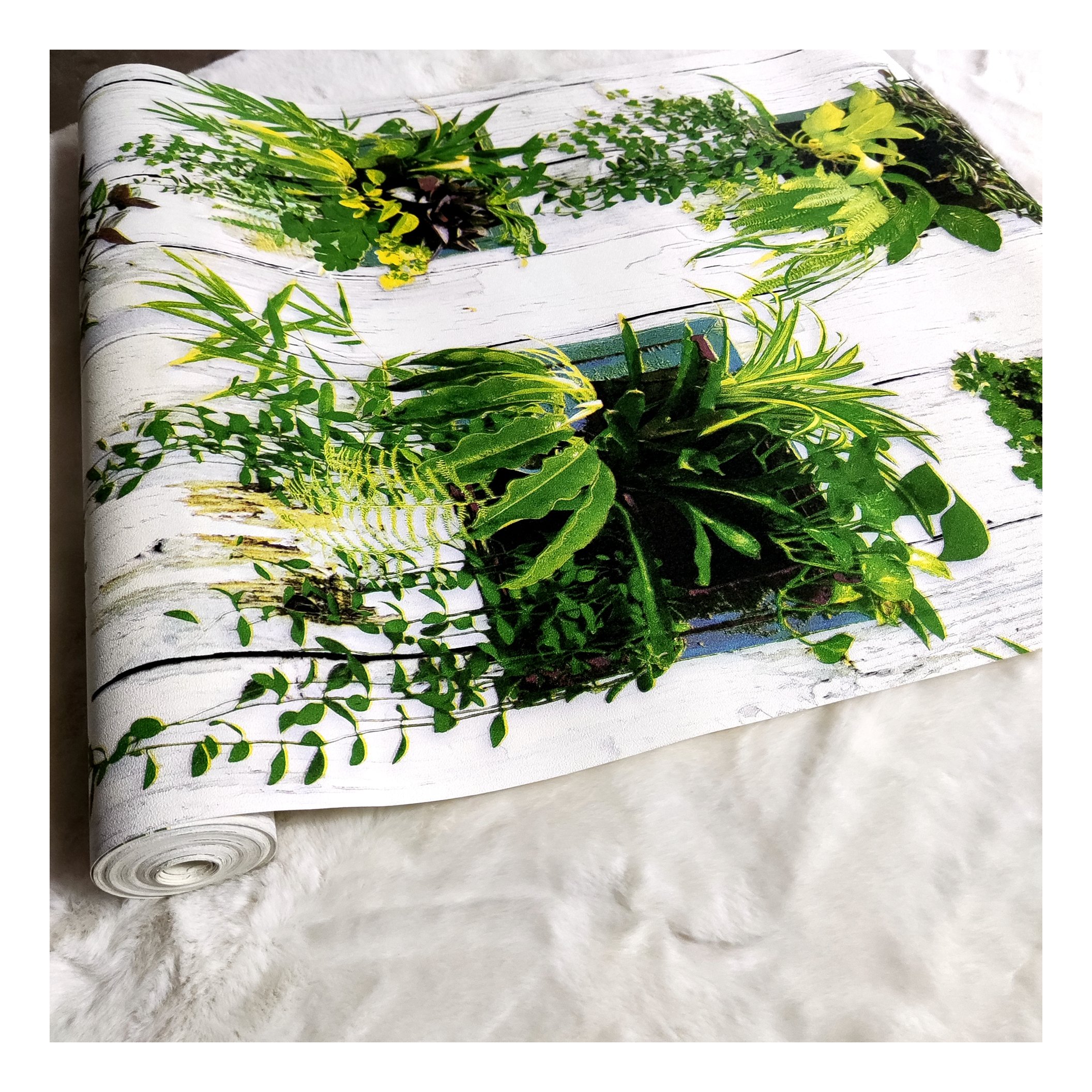 Bricks with flowers and vegetation stone wallpaper,home Decor 3d flower designs wallpaper rolls