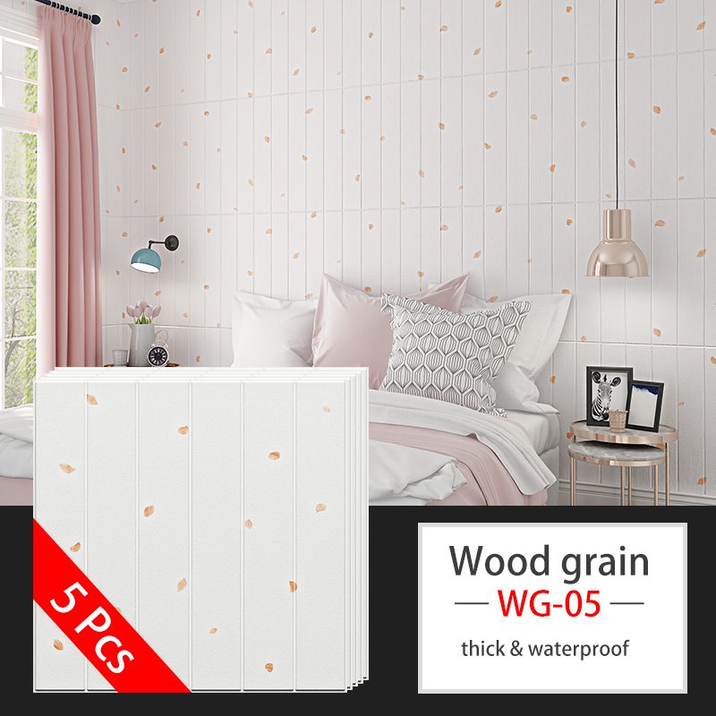 70x70cm Peel and Stick Wood Grain Cartoon Wall Stickers Waterproof Soft Anti-collision Wall Panels for Home Decor Child Care