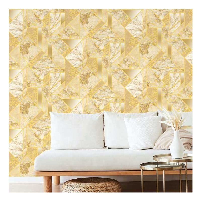 High Quality Waterproof Indoor Luxury Hot Selling Brown and Gold Marble Vinyl Coated Wallpaper 3D Geometric Home Decor Wallpaper