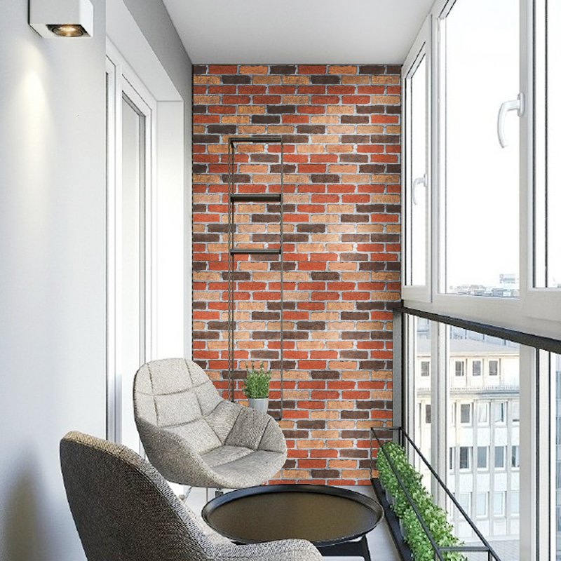 YIYAO Flat Faux Brick Stone Wallpaper Roll 3D Effect Blocks Vintage Home Decoration Multi Countryside Red