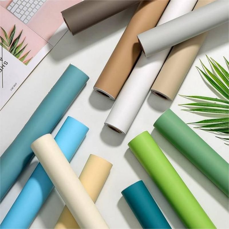 Modern Skin Feeling Solid Color Contact Paper PVC Waterproof Wallpaper for Furniture Renovation Wall Sticker