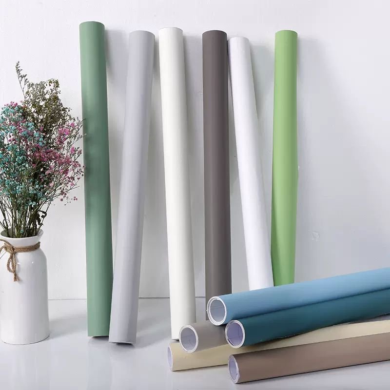 Modern Skin Feeling Solid Color Contact Paper PVC Waterproof Wallpaper for Furniture Renovation Wall Sticker