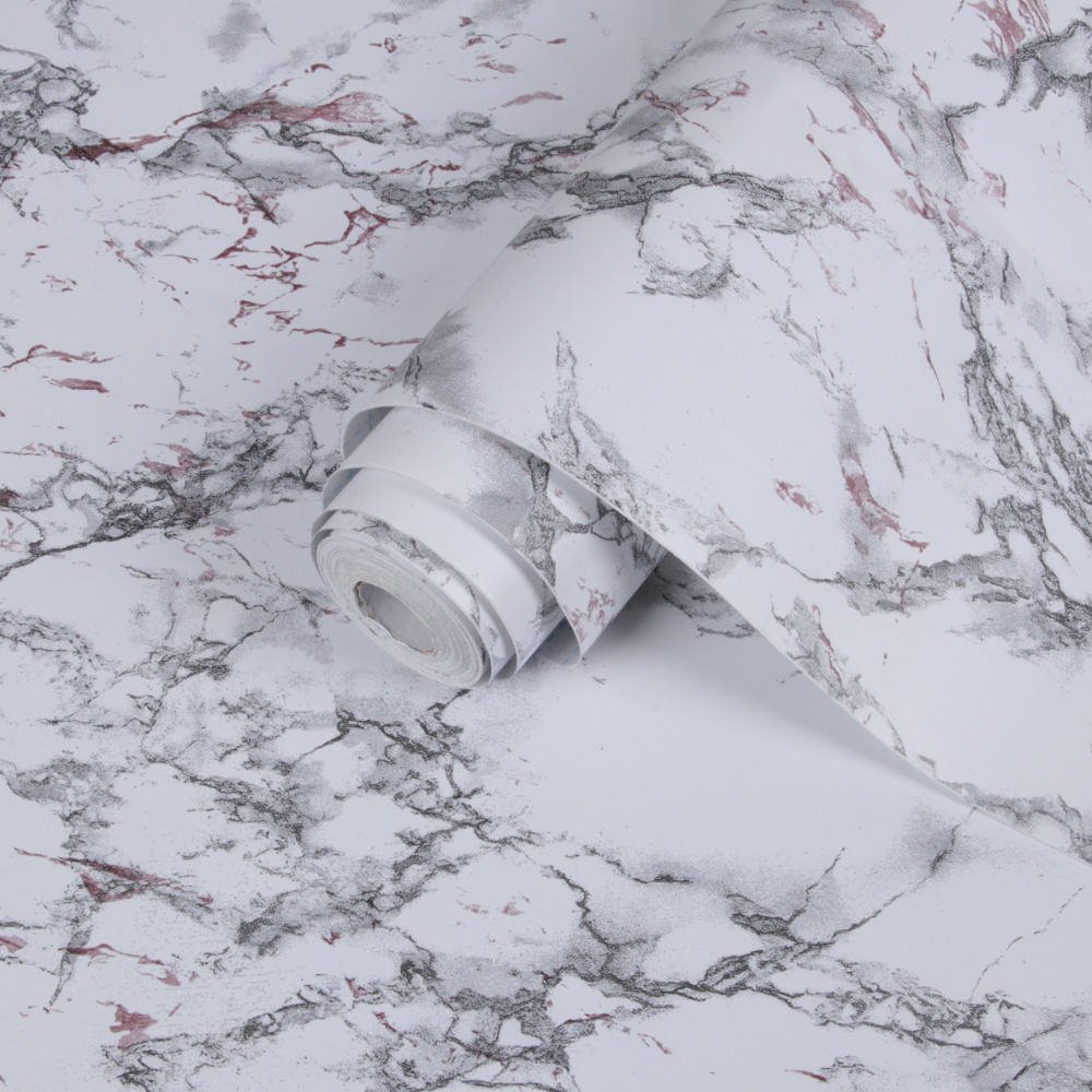 Modern Marble Film Decorative Wallpaper Rolls Self-Adhesive Waterproof Oil-Free Kitchen Stickers for Apartment & House Decor