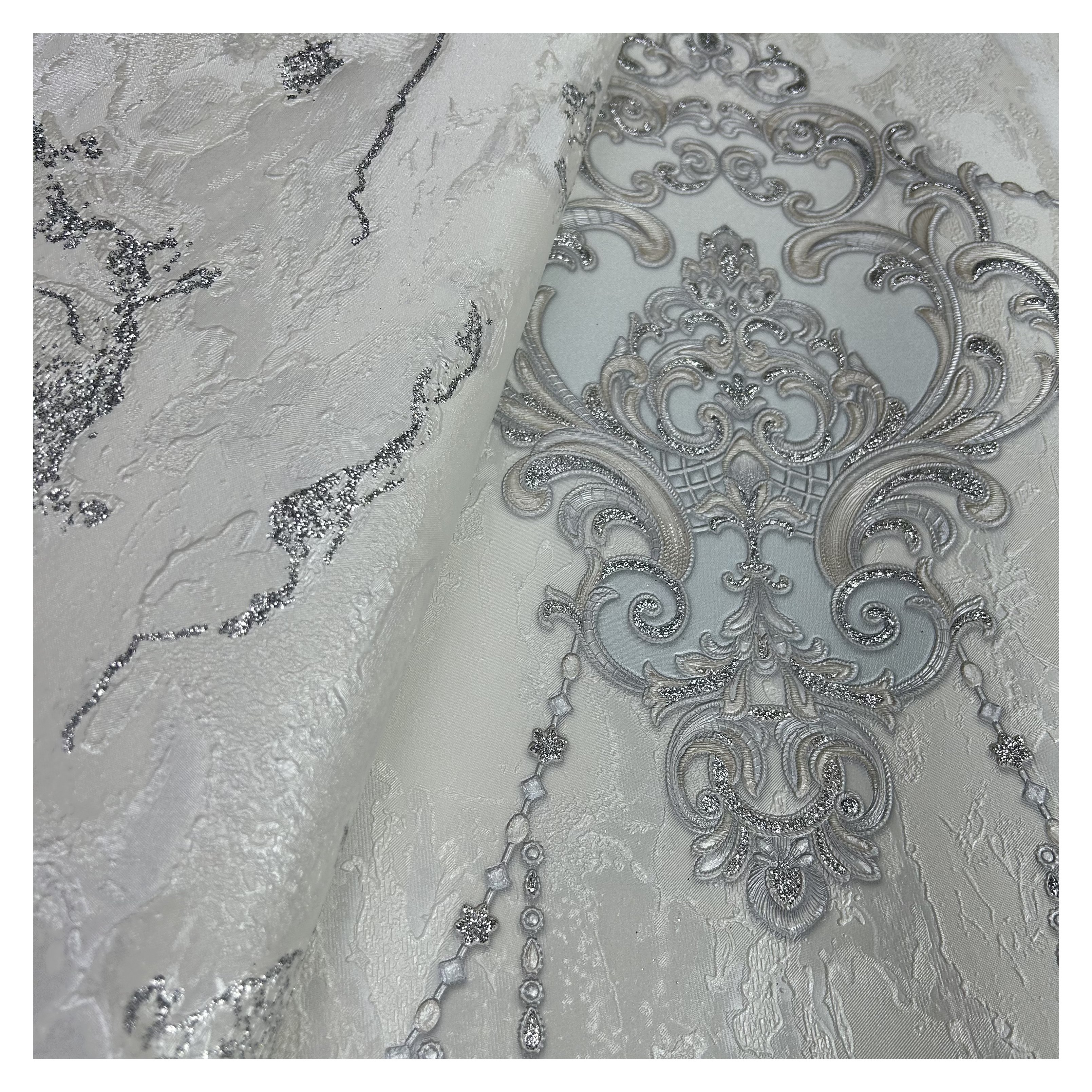 1.06m big size Damask Decoration Wallpaper Roll Modern Design 3D Wall Paper Embossed luxury Wallpaper 3d glitter wall paper
