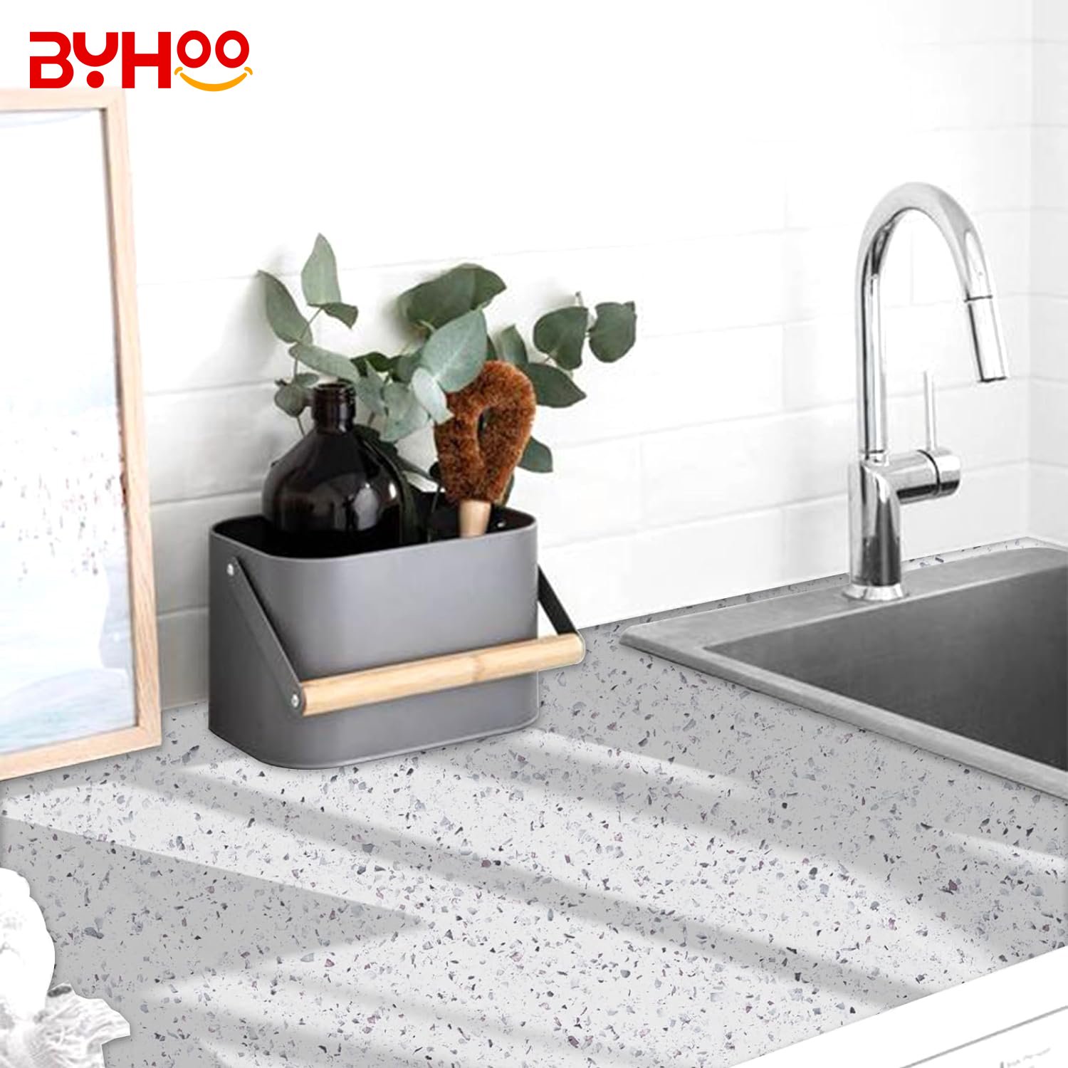 White Marble Granite Countertop Waterproof Terrazzo Wallpaper Peel and Stick Kitchen Counter Wall Paper Roll