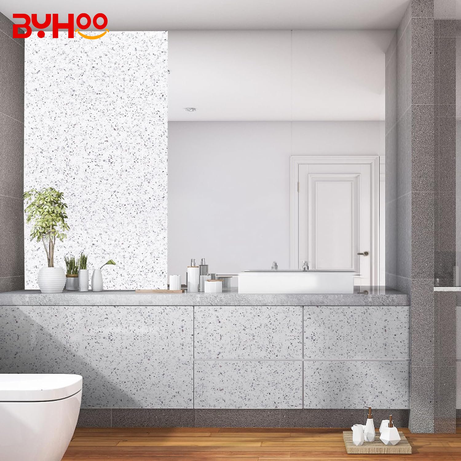 White Marble Granite Countertop Waterproof Terrazzo Wallpaper Peel and Stick Kitchen Counter Wall Paper Roll