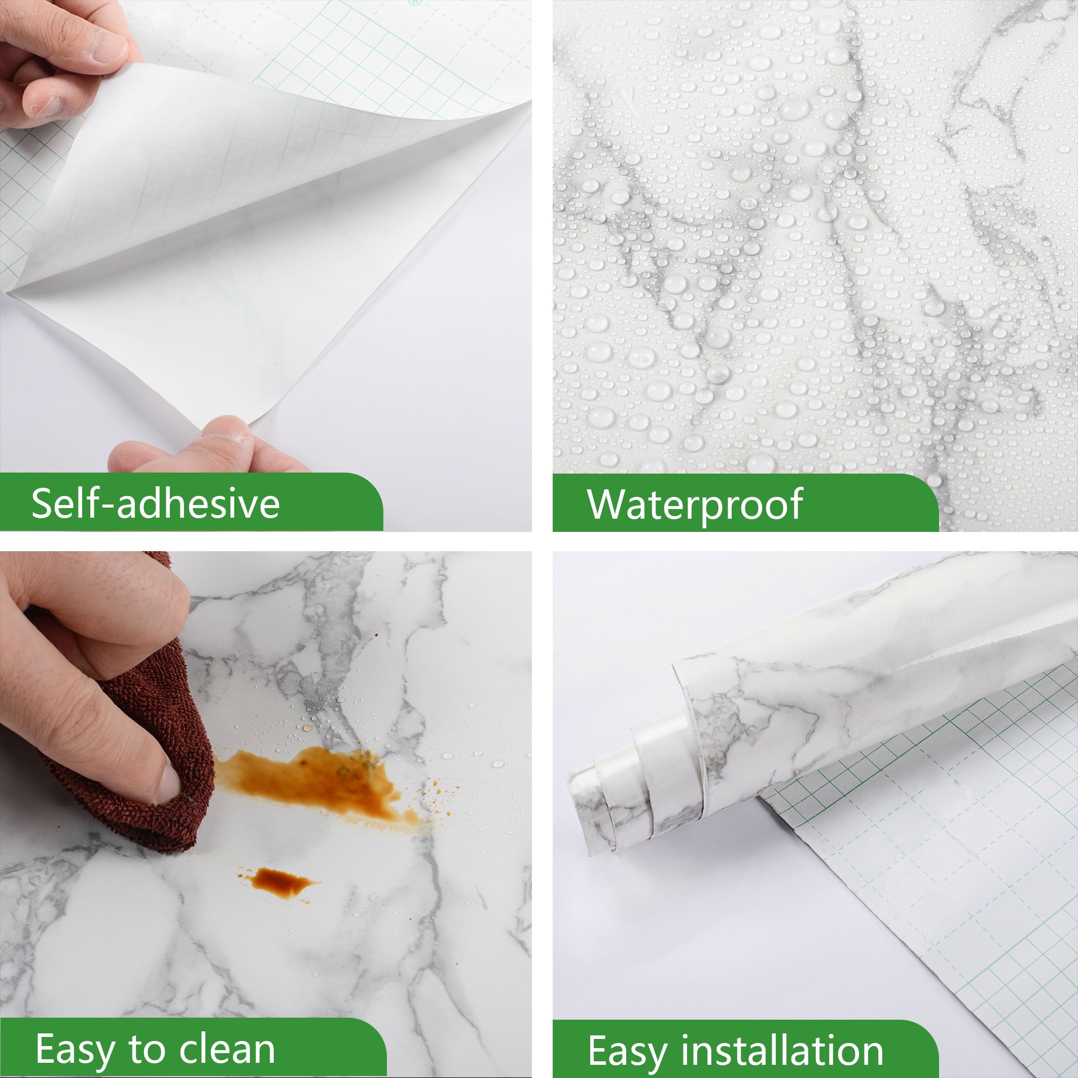 Kitchen Decor Countertops Waterproof Self Adhesive Furniture Covers Marble Contact Paper Roll Peel And Stick Wallpaper 3D