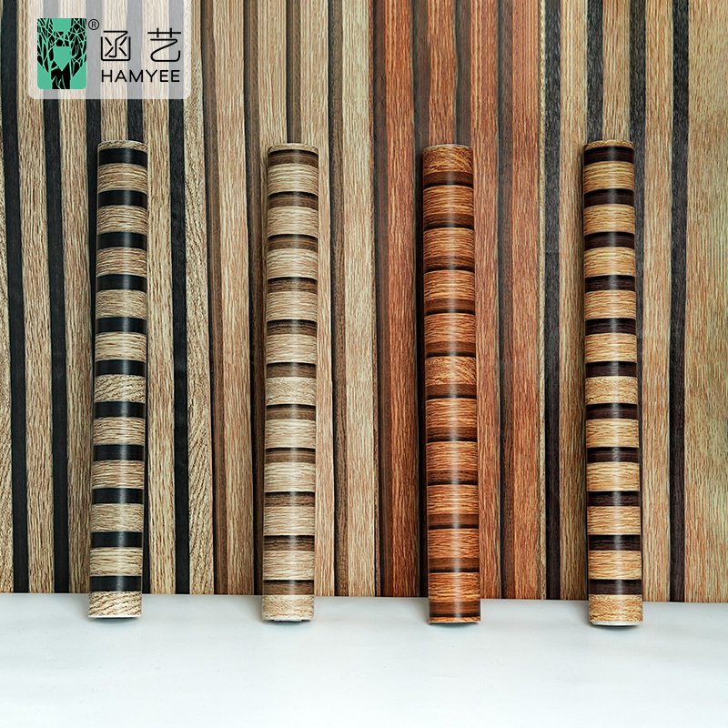 Wholesale wood grille peel & stick pvc wallpaper rolls home decoration 3d wall paper adhesive