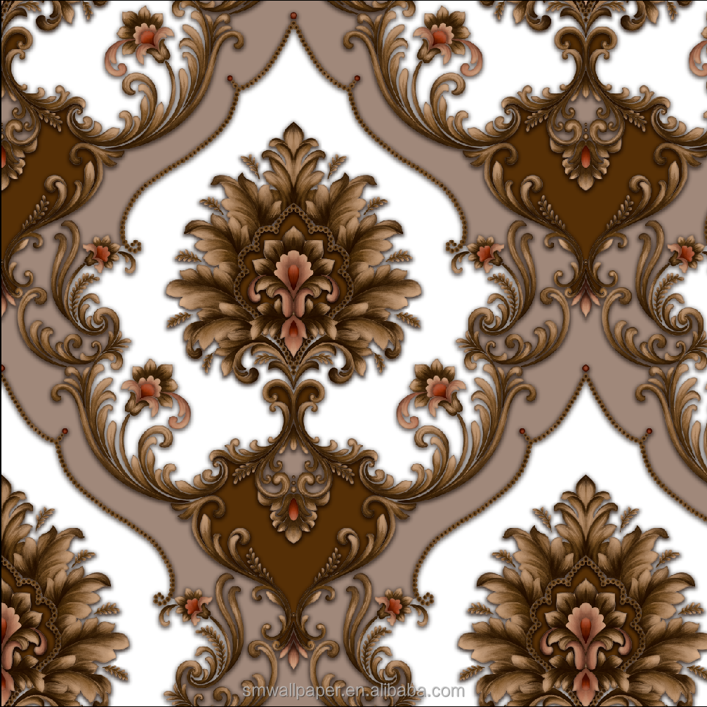 Vintage Damascus Wallpapers Wall Coating Heavy Embossed PVC Wallpaper Decorative Bedroom Wallpaper