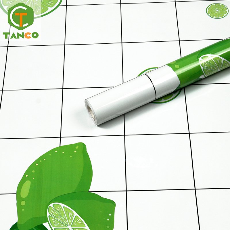 Hot selling heat resistant aluminum foil wallpaper lemon 3d waterproof wall paper for kitchen and bathroom