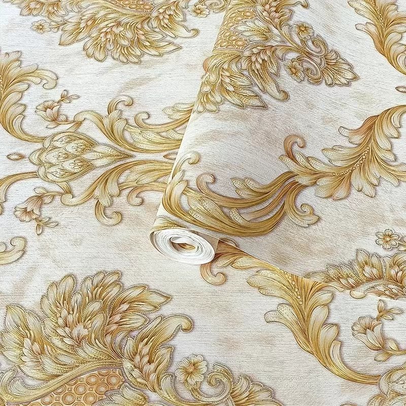 Dark brown Damascus 3D home decoration wallpaper for living room background wall bedroom restaurant hotel decoration wall paper