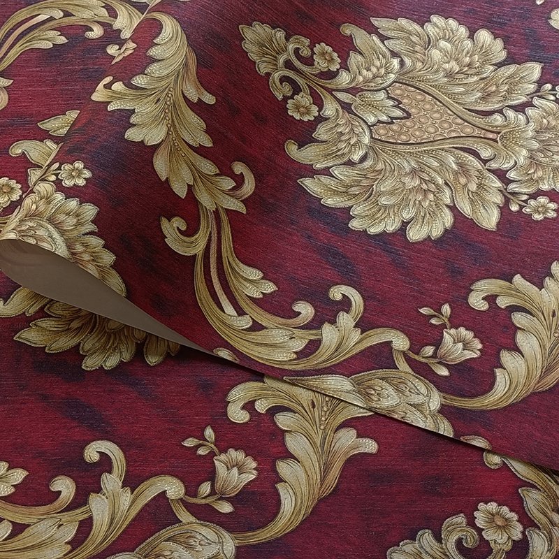 Dark brown Damascus 3D home decoration wallpaper for living room background wall bedroom restaurant hotel decoration wall paper