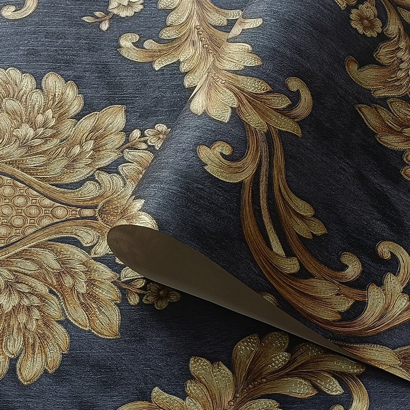 Dark brown Damascus 3D home decoration wallpaper for living room background wall bedroom restaurant hotel decoration wall paper