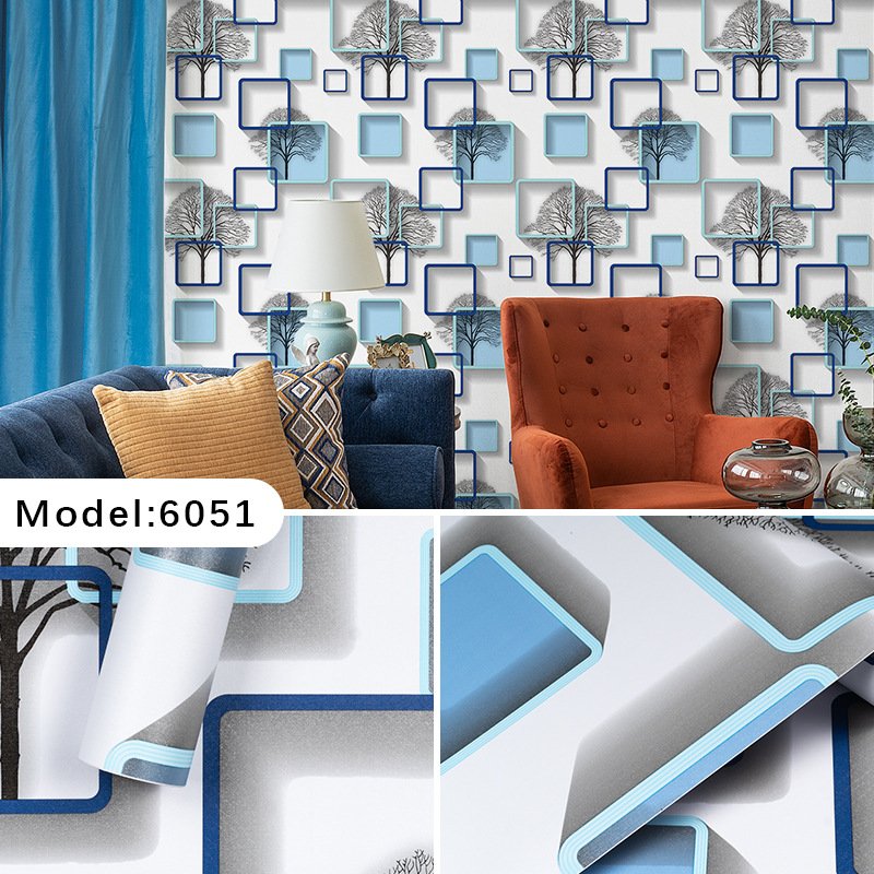 Simple Wall Plaid Tree Pattern Wallpaper Self-Adhesive Bedroom Ktv Decoration Wallpaper