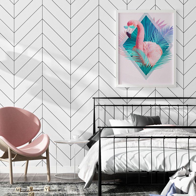Modern Minimalist Nordic Style Ins Geometric Line Graphics Living Room Bedroom Pvc Wallpaper