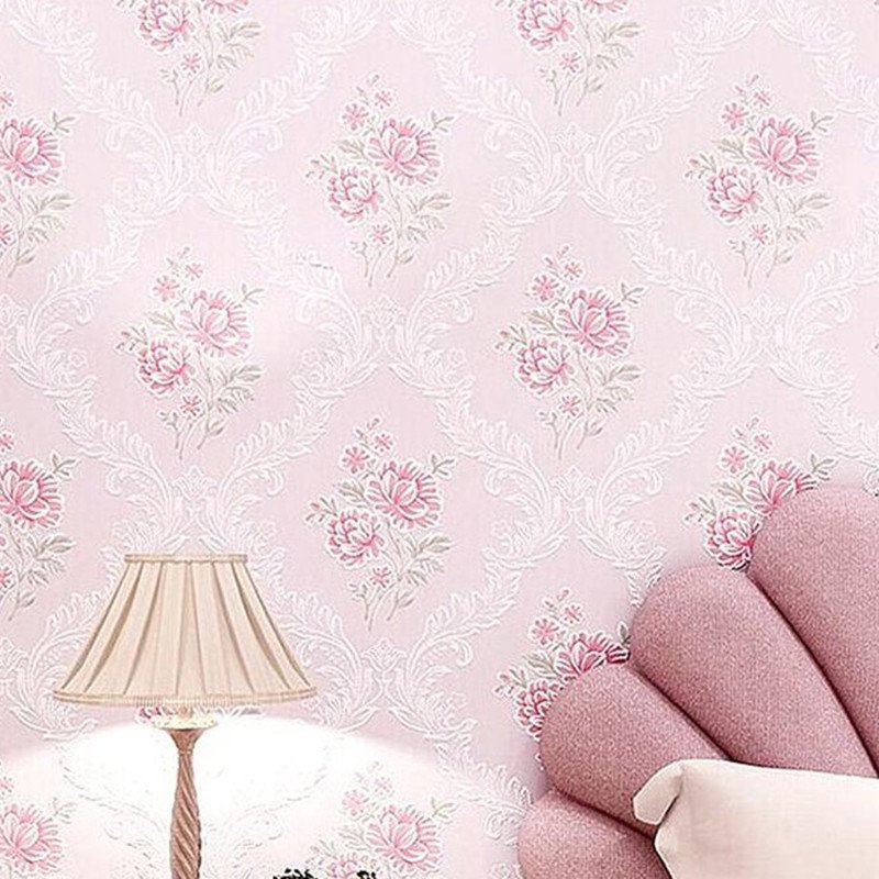 Modern rural non-woven wallpaper bedroom children's room wedding room living room TV background wall European flower wallpaper