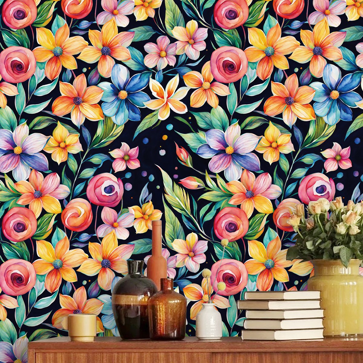 Udk Waterproof Pvc Vinyl Wall Papers 3d Modern Design Self Adhesive Wallpaper Home Decoration Flower Peel And Stick