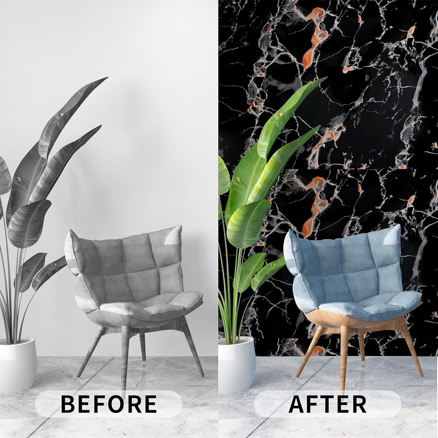 2024 Factory Custom Marble Texture Waterproof Removable 3D Wallpaper For Kitchen Counter Marble Wall Paper