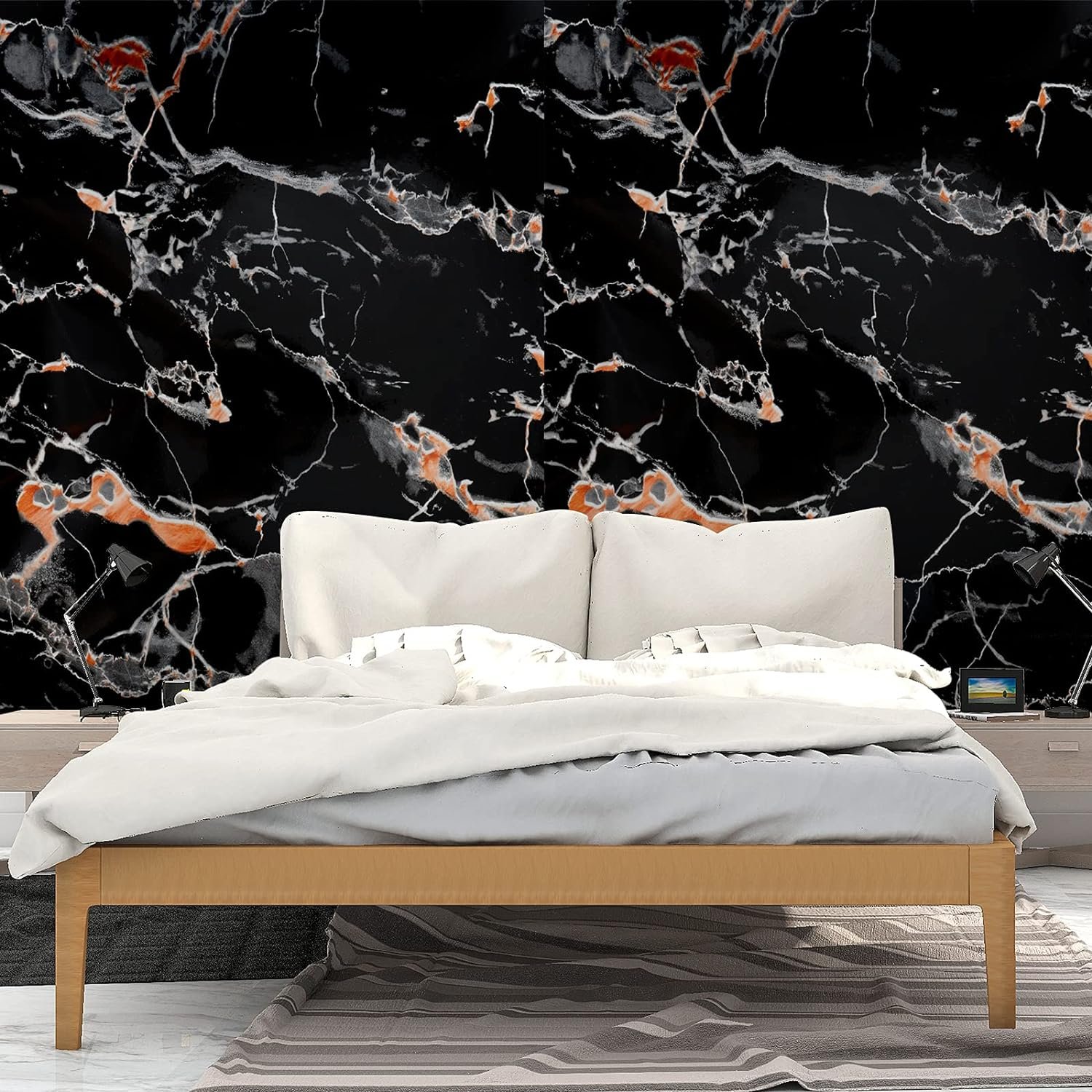 2024 Factory Custom Marble Texture Waterproof Removable 3D Wallpaper For Kitchen Counter Marble Wall Paper