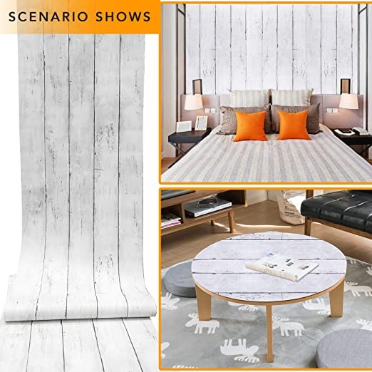 0.45*10m White wooden self-adhesive Wallpaper Brick Stick Removable Wallpaper Vinyl Film for home and furniture