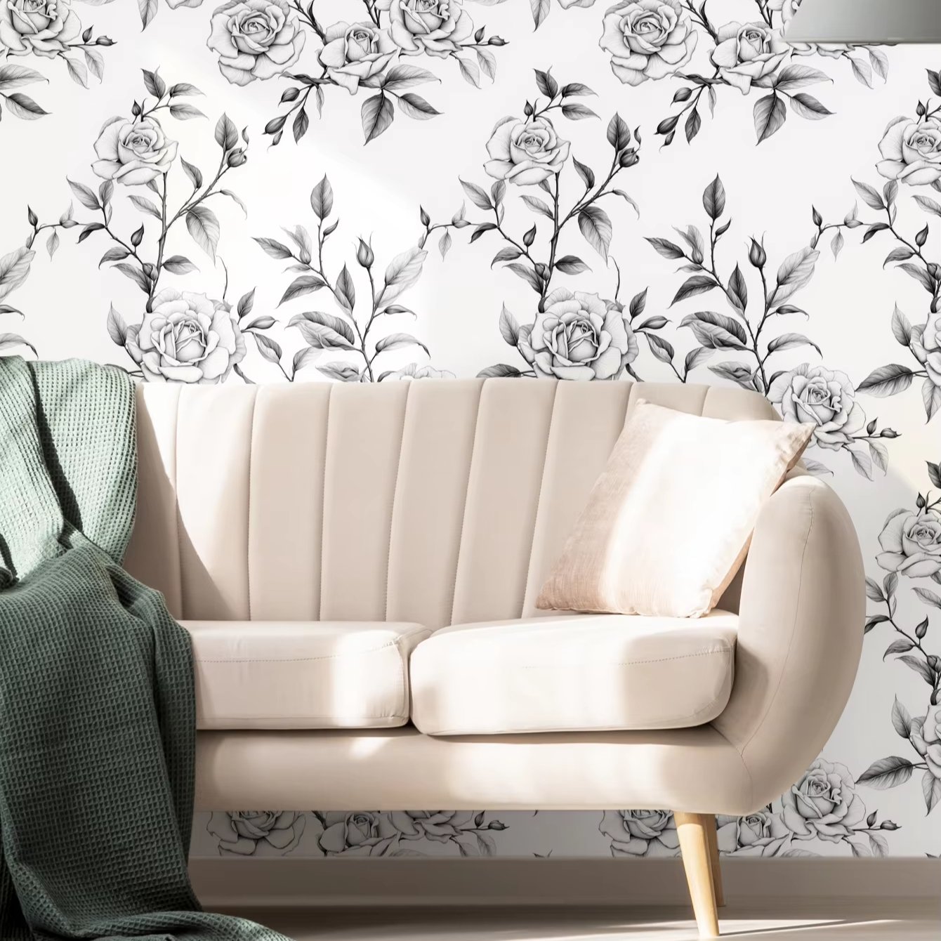 Self Adhesive Waterproof Anti Fouling Sketch Flower Colored Lead Rose Background Decorative Home Self Adhesive Wallpaper