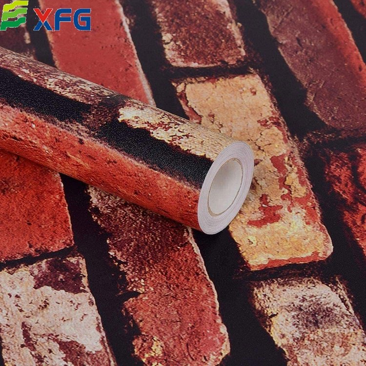 Vinyl red brick 3d contact paper design adhesive waterproof wall panel wallpaper rolls for room walls decor
