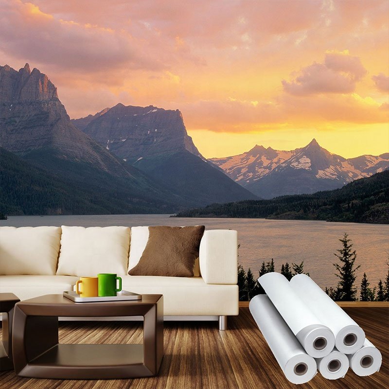 Wide Vinyl Wall Paper White Blank PVC Wallpaper Roll Size For Digital Printing