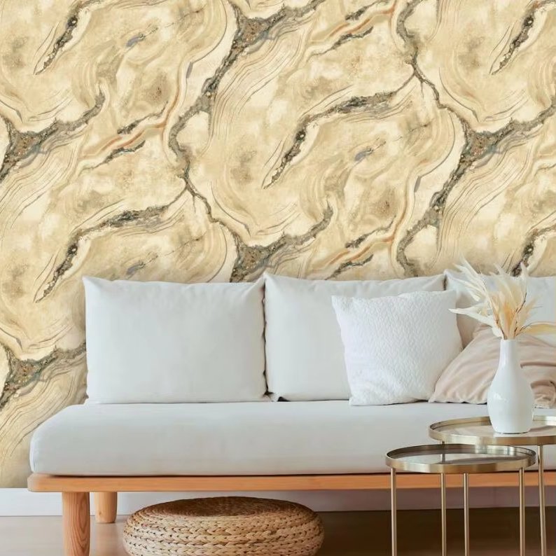 Hot Sale Wallpaper 3D Luxury Marble Design Wallpaper Factory Home PVC Metallic Wallcovering Roll Wallpaper