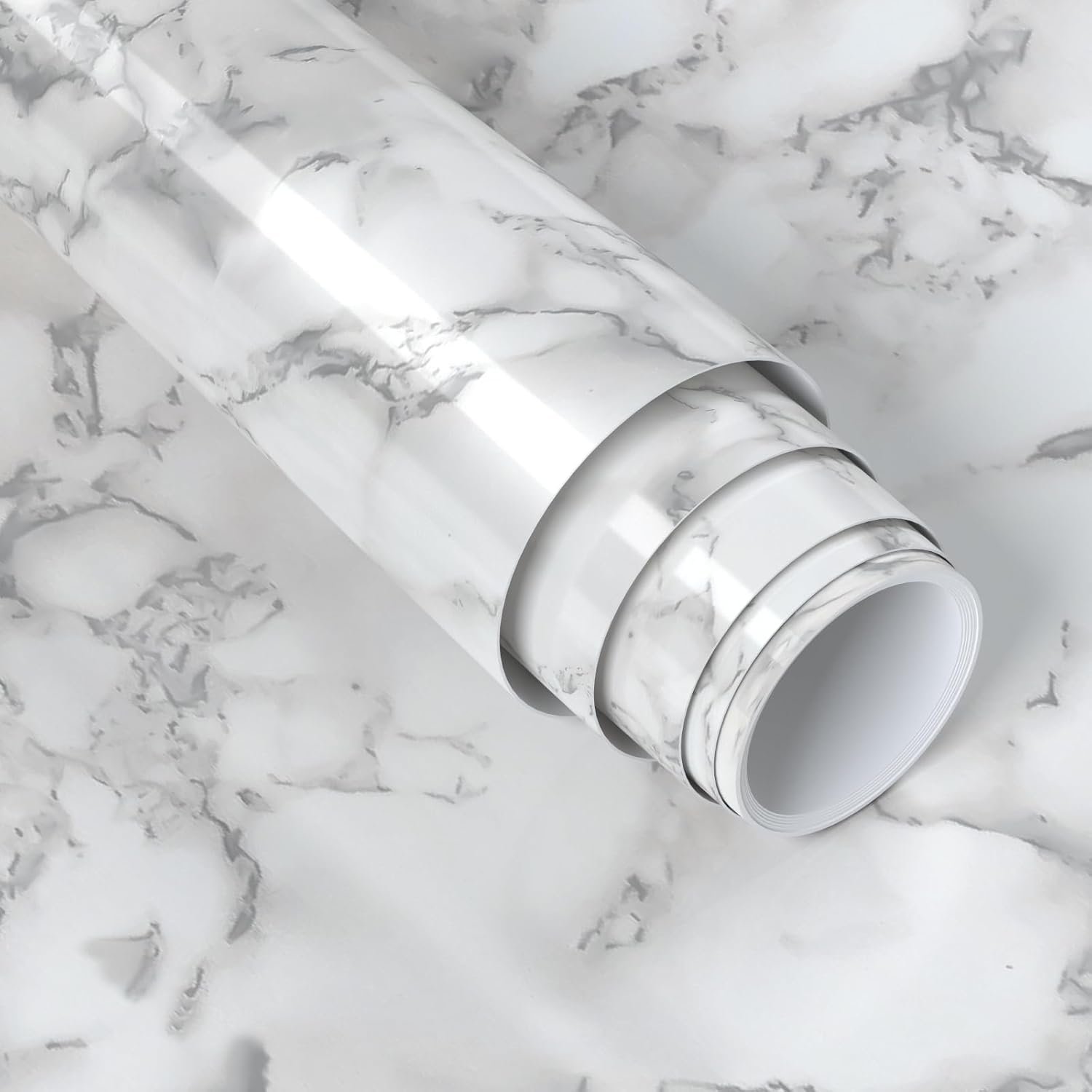 60cm10m White Marble Wallpaper Self-Adhesive Waterproof with Anti-Static Feature Moisture-Proof for Kitchen Wall Decoration