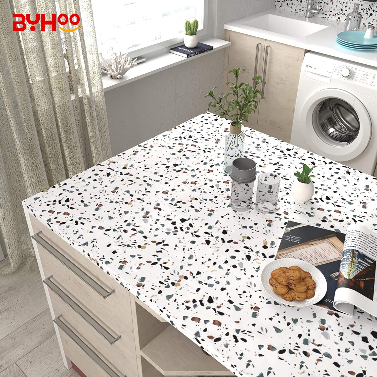 Wholesale Waterproof Granite home decorative terrazzo marble wall paper self adhesive wallpaper for kitchen