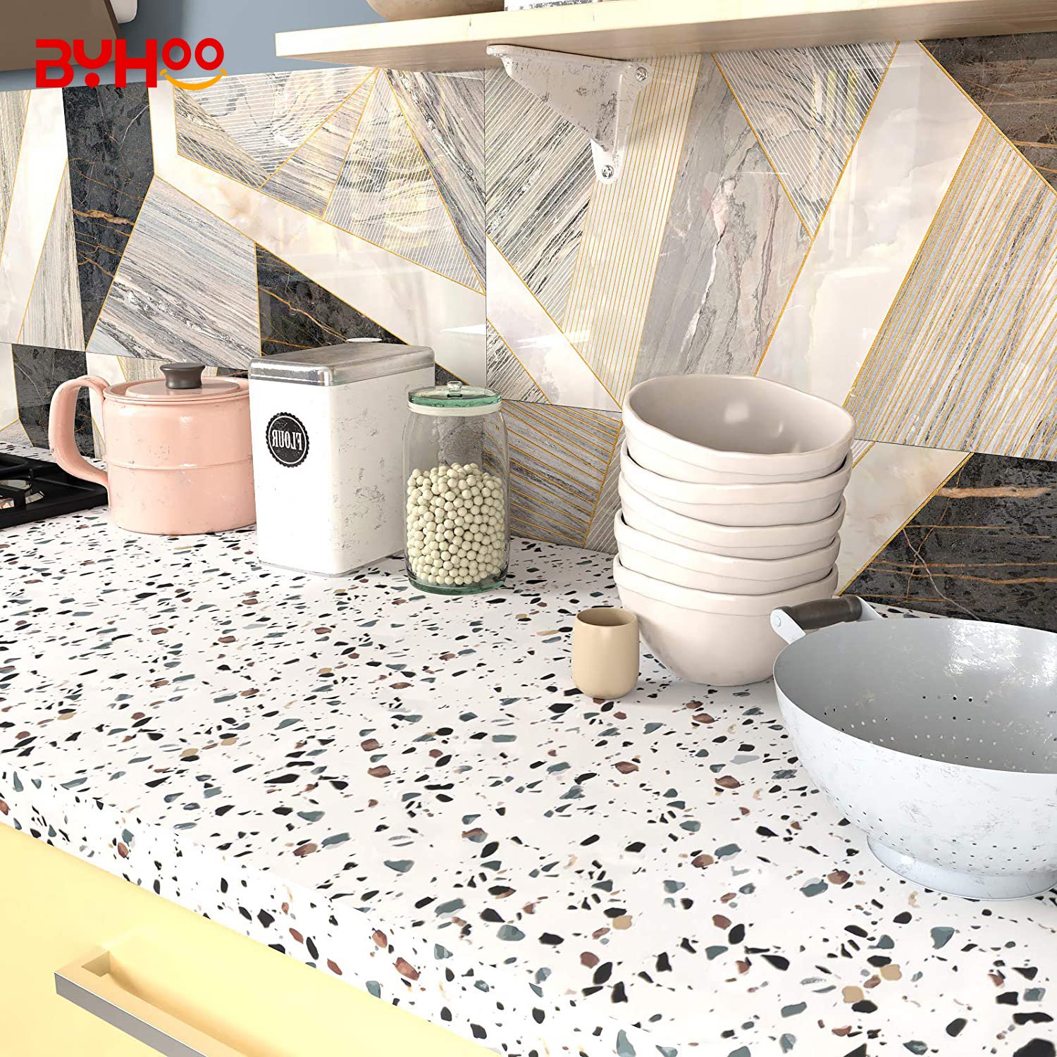 Wholesale Waterproof Granite home decorative terrazzo marble wall paper self adhesive wallpaper for kitchen