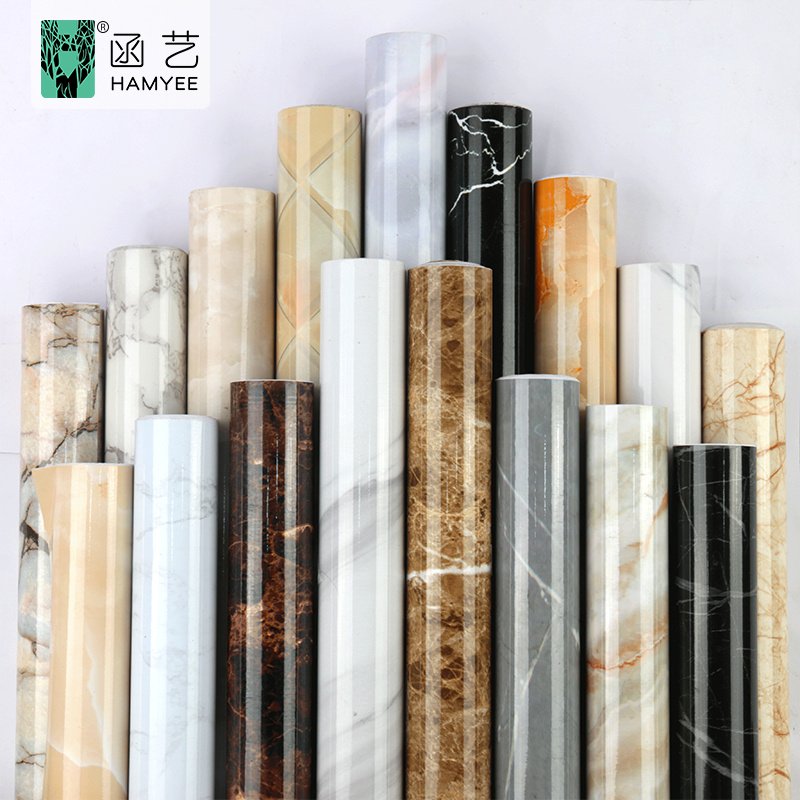 Waterproof Self Adhesive Marbled Pattern Wallpaper Gold Color For Home Decoration