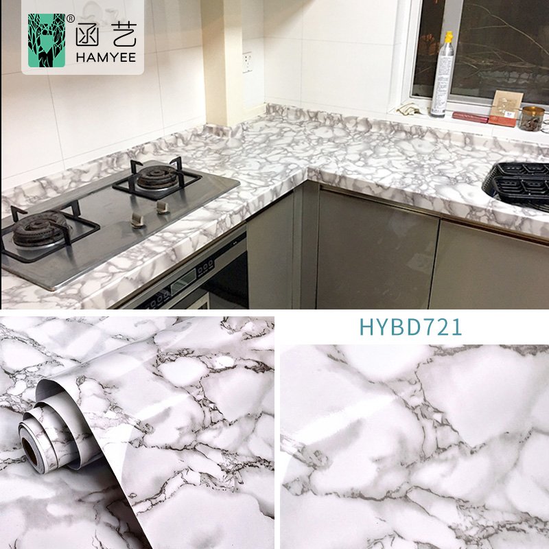 Waterproof Self Adhesive Marbled Pattern Wallpaper Gold Color For Home Decoration