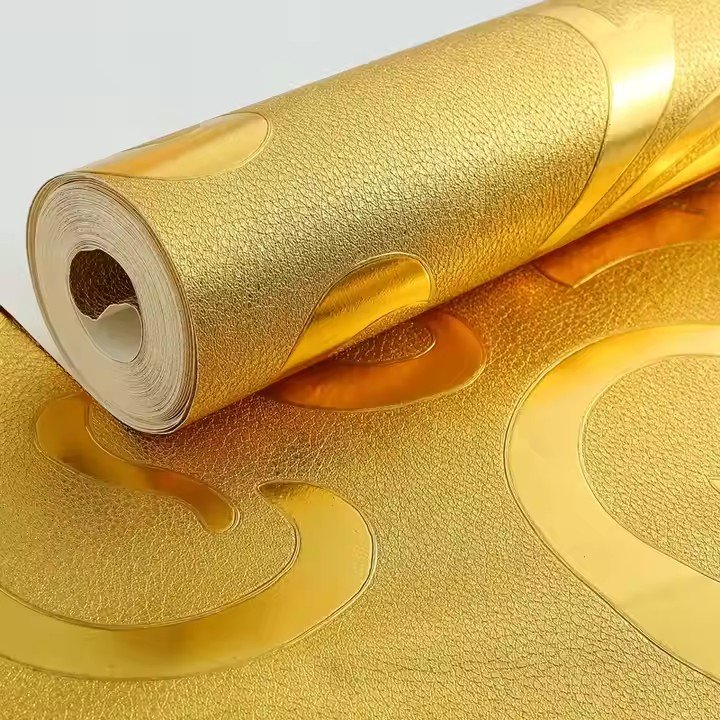 3D gold foil wallpaper luxury living room hotel lobby bar entertainment venue wall decoration wallpaper