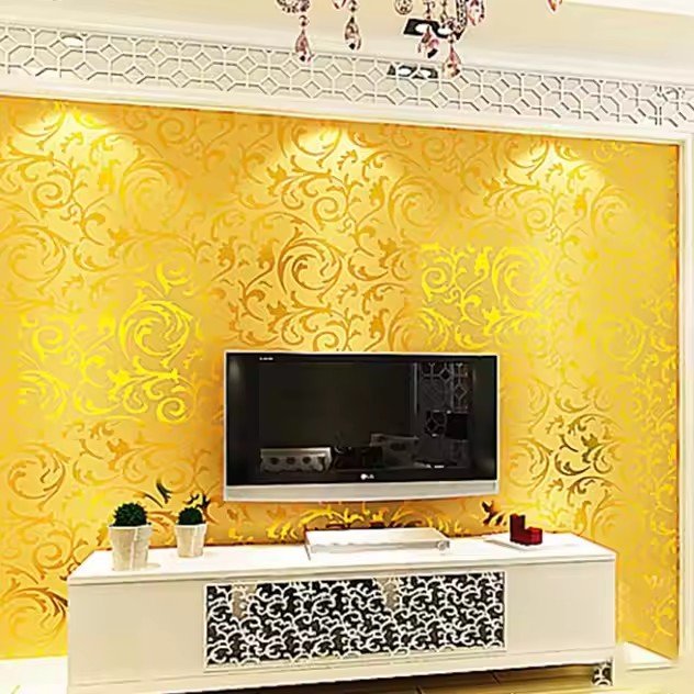 3D gold foil wallpaper luxury living room hotel lobby bar entertainment venue wall decoration wallpaper