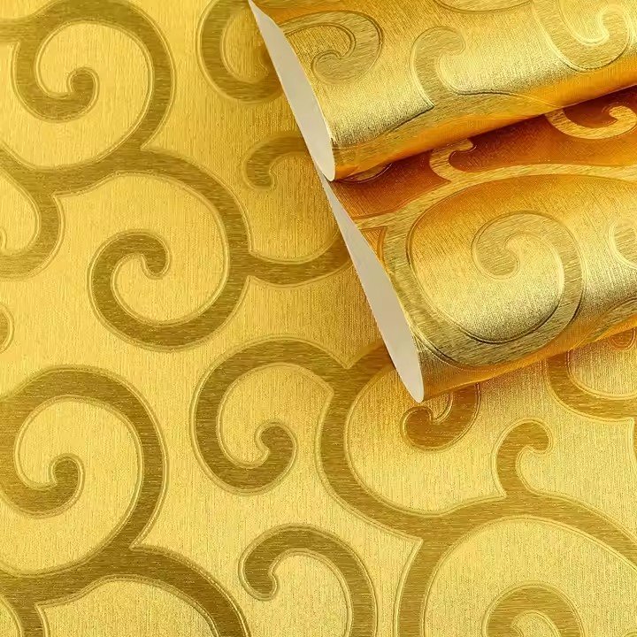 3D gold foil wallpaper luxury living room hotel lobby bar entertainment venue wall decoration wallpaper